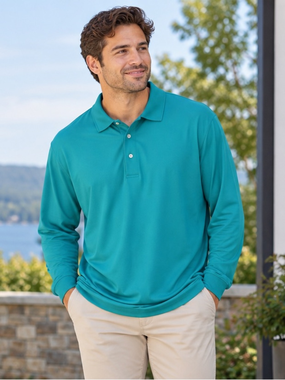 Pro Tour Air Play Men's Long Sleeve Performance Golf Polo Shirt XL